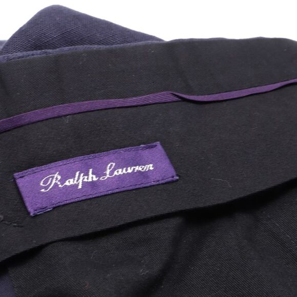 Ralph Lauren Mid-Waist Cropped Trousers in Navy Blue Linen